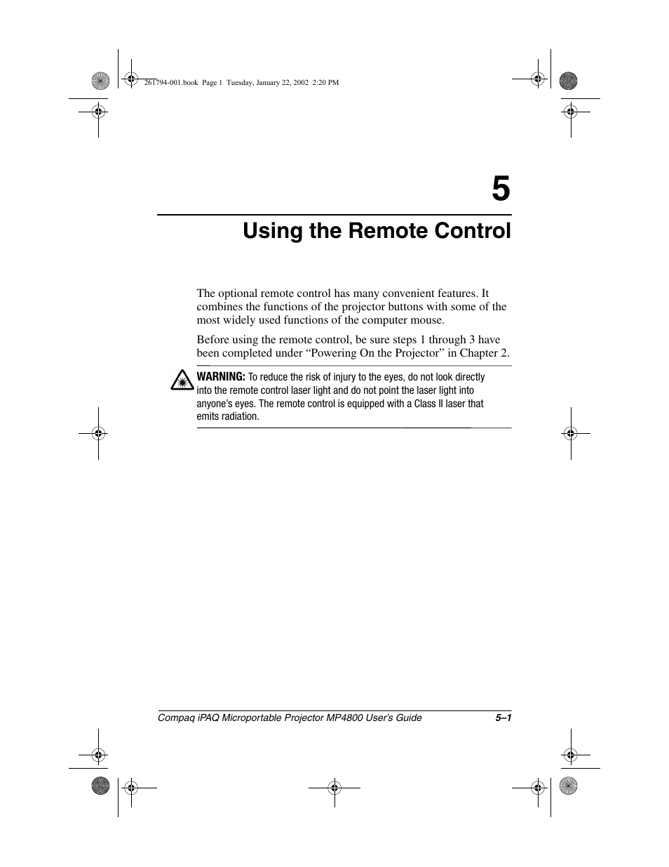 Using the remote control | Compaq MP4800 User Manual | Page 41 / 76