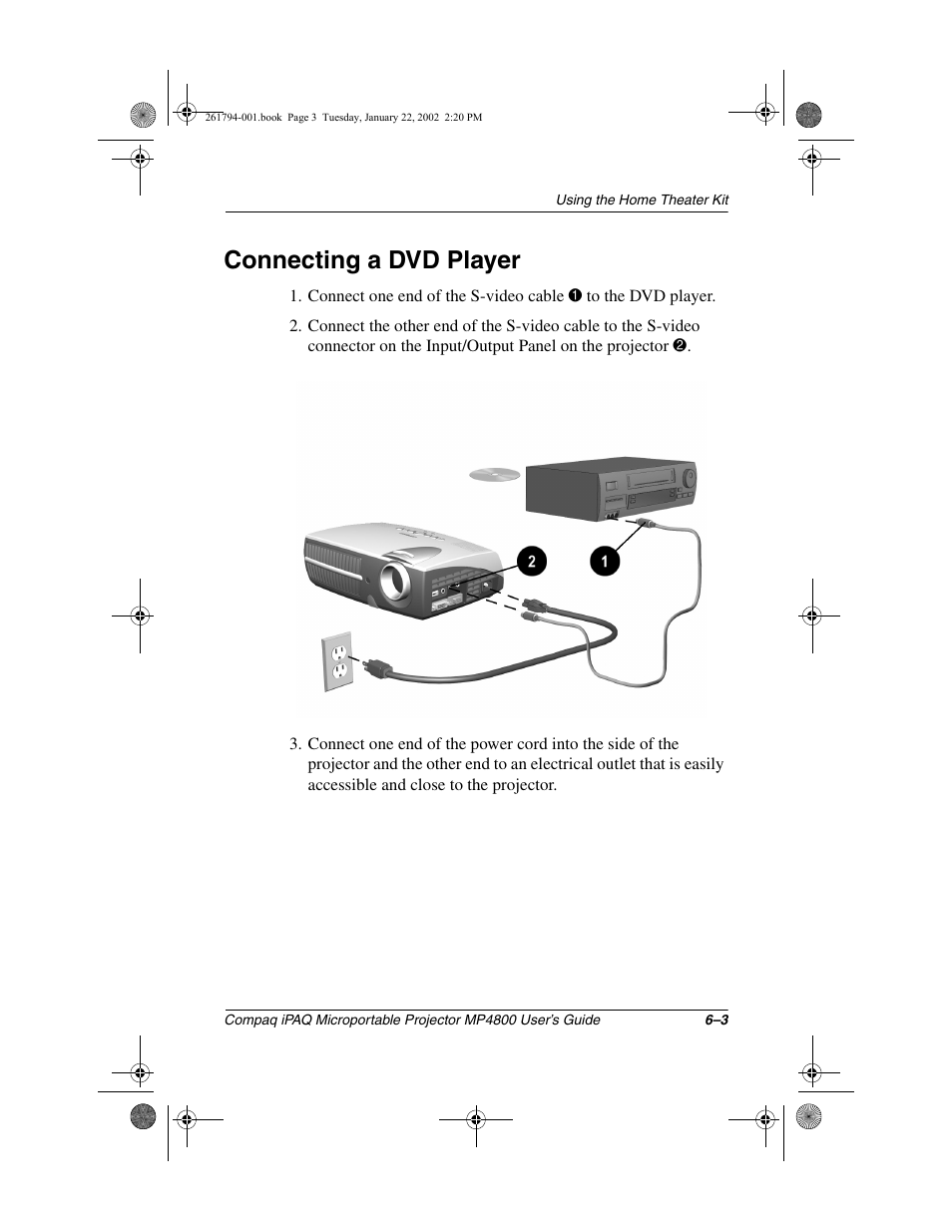 Connecting a dvd player | Compaq MP4800 User Manual | Page 48 / 76