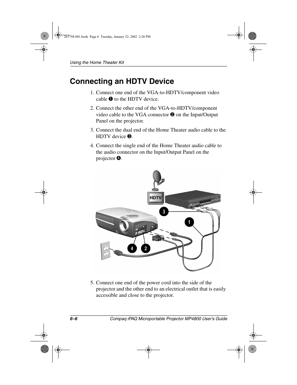 Connecting an hdtv device | Compaq MP4800 User Manual | Page 51 / 76