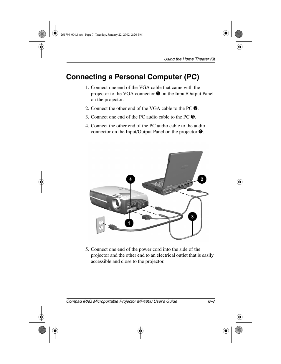 Connecting a personal computer (pc) | Compaq MP4800 User Manual | Page 52 / 76