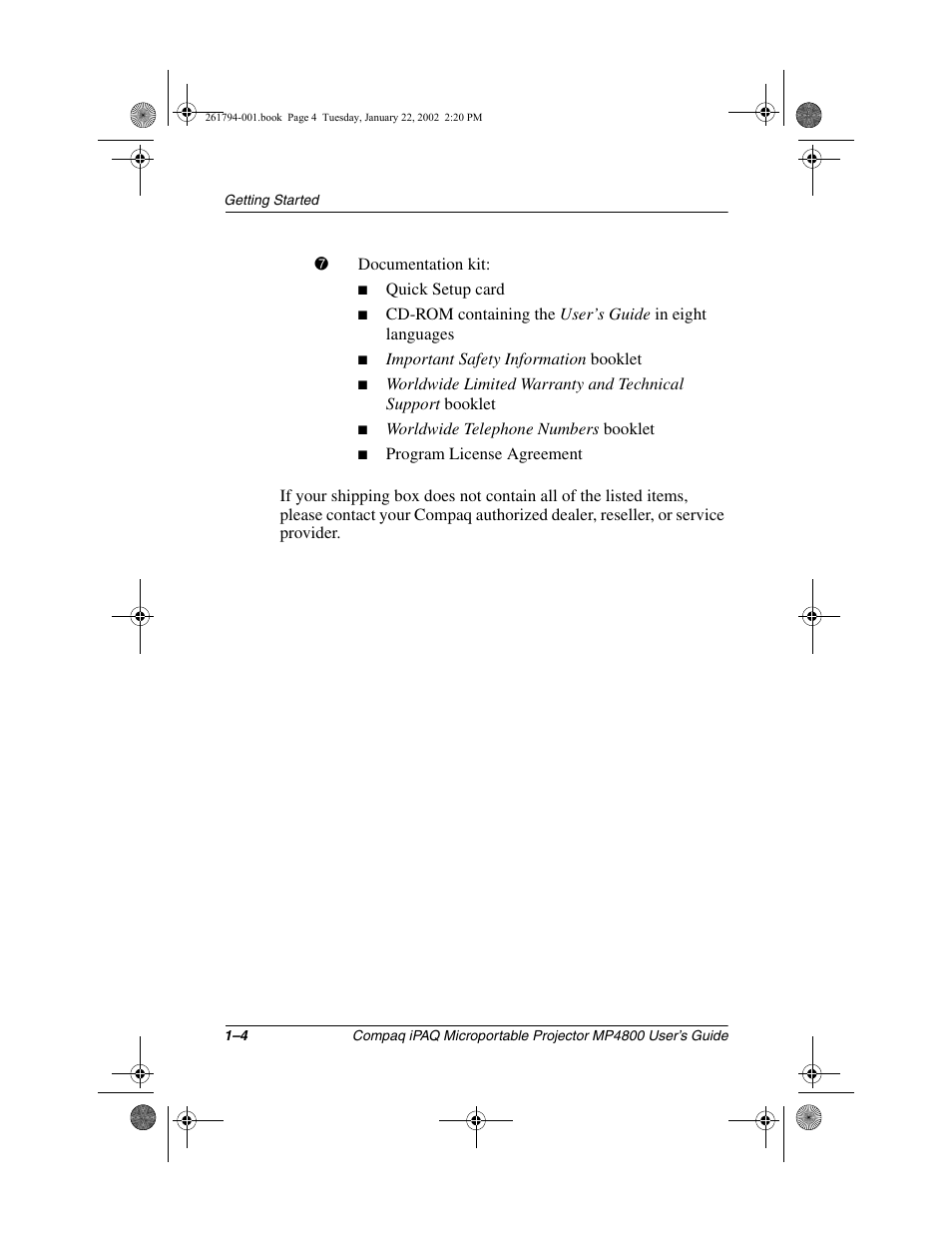 Compaq MP4800 User Manual | Page 6 / 76