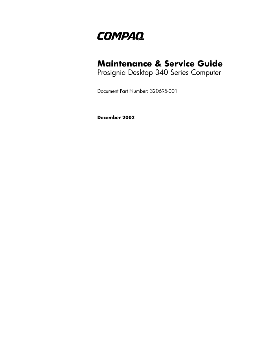 Compaq Prosignia 340 Series User Manual | 56 pages
