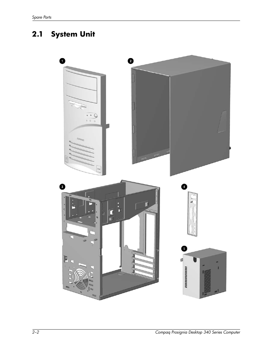 1 system unit –2, 1 system unit | Compaq Prosignia 340 Series User Manual | Page 10 / 56