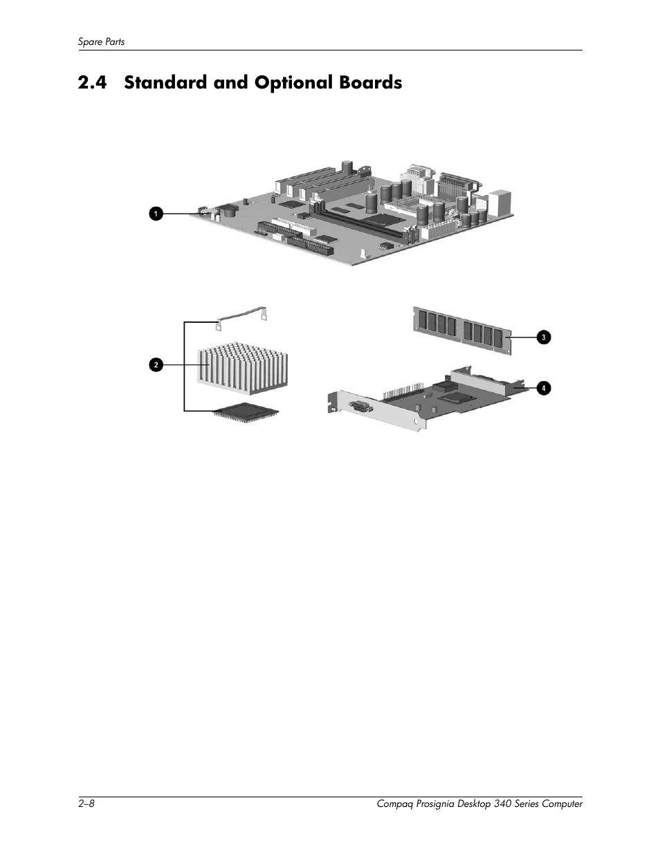 4 standard and optional boards –8, 4 standard and optional boards | Compaq Prosignia 340 Series User Manual | Page 16 / 56