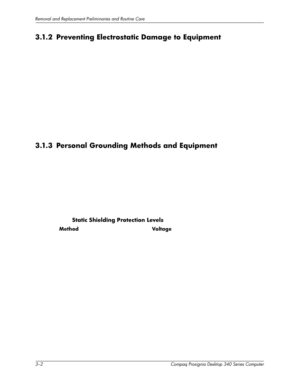 2 preventing electrostatic damage to equipment, 3 personal grounding methods and equipment | Compaq Prosignia 340 Series User Manual | Page 22 / 56