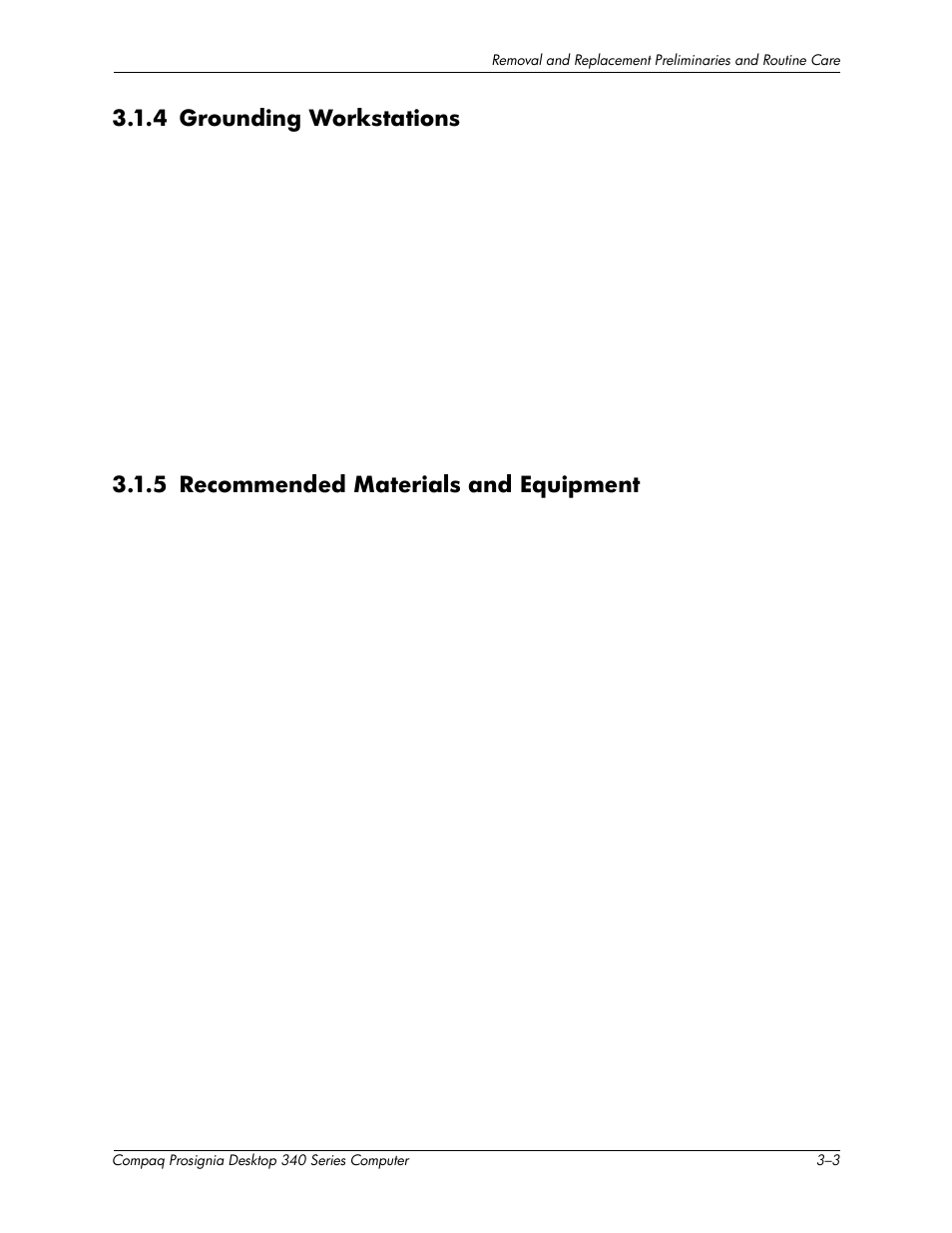 4 grounding workstations, 5 recommended materials and equipment | Compaq Prosignia 340 Series User Manual | Page 23 / 56