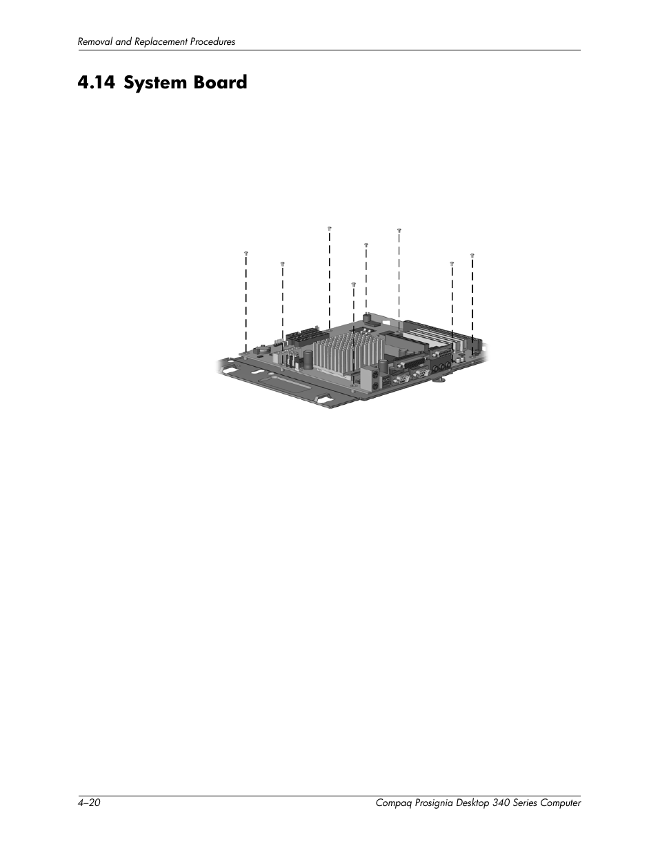 14system board –20, 14 system board | Compaq Prosignia 340 Series User Manual | Page 46 / 56