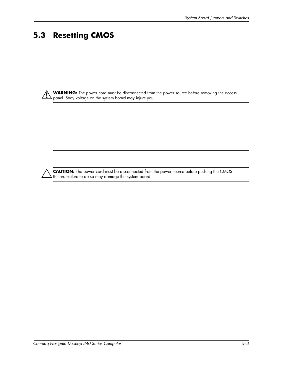 3 resetting cmos –3, 3 resetting cmos | Compaq Prosignia 340 Series User Manual | Page 51 / 56