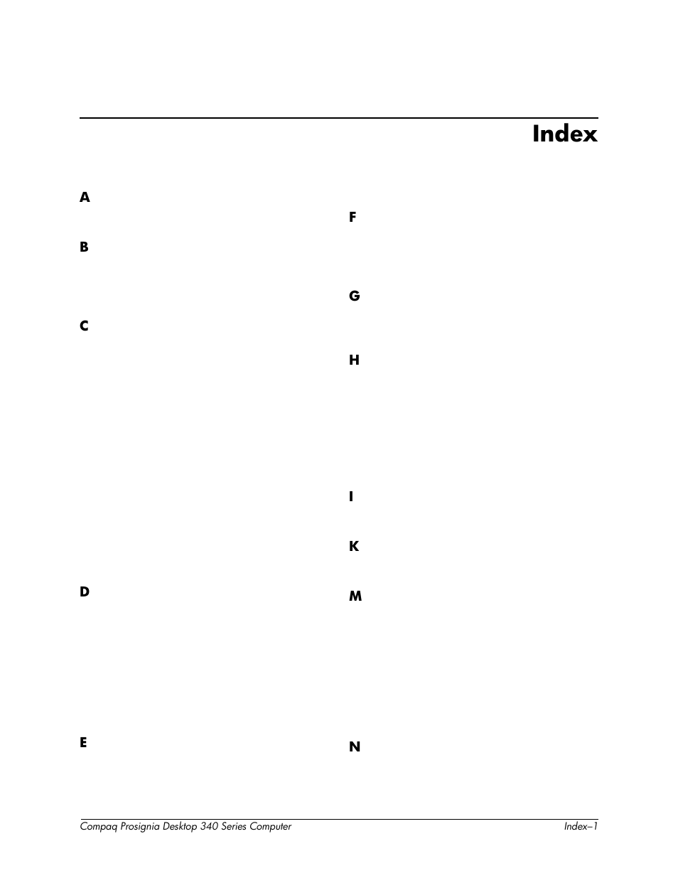 Index | Compaq Prosignia 340 Series User Manual | Page 53 / 56