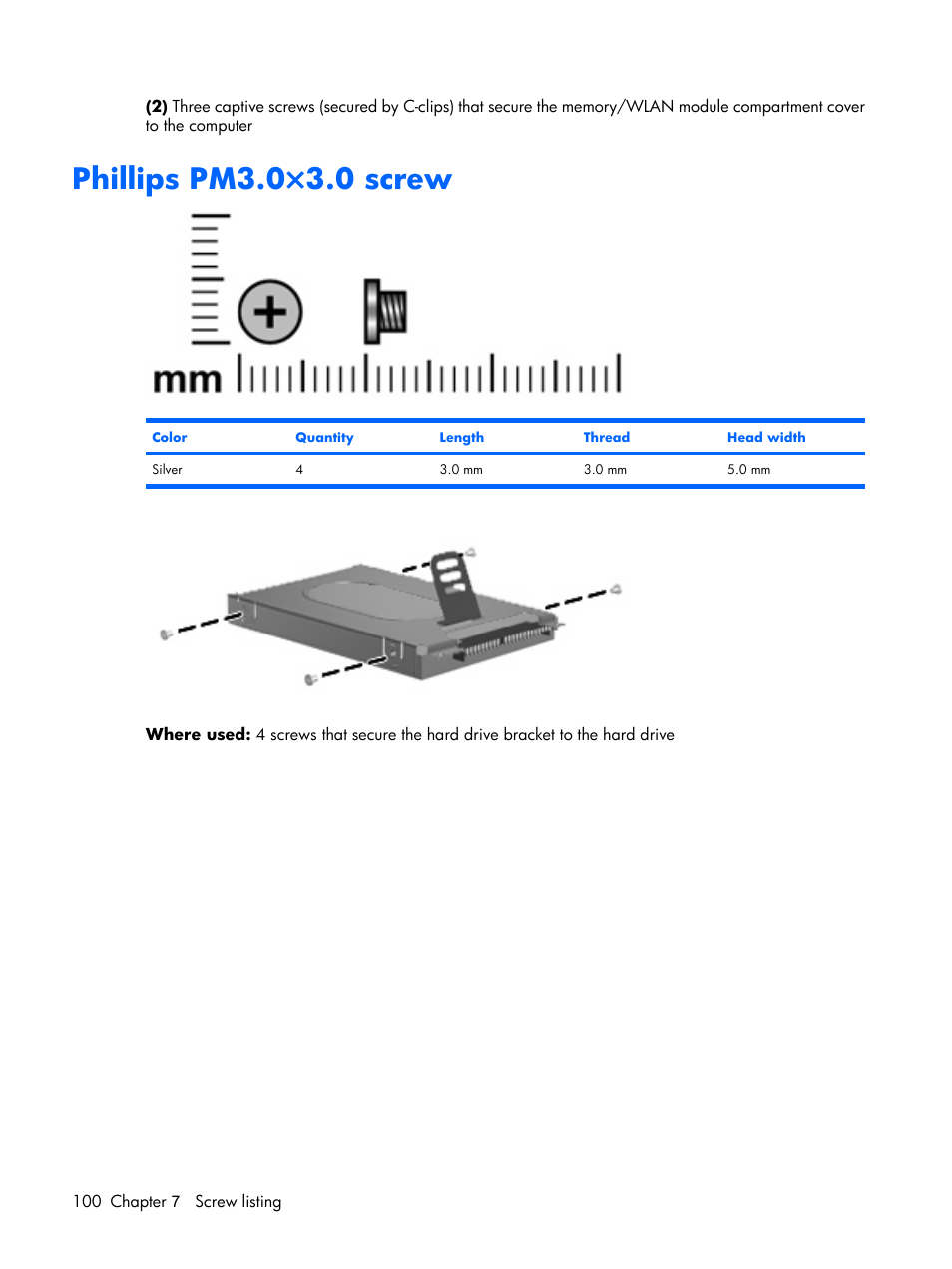 Phillips pm3.0×3.0 screw | Compaq V6500 User Manual | Page 108 / 148