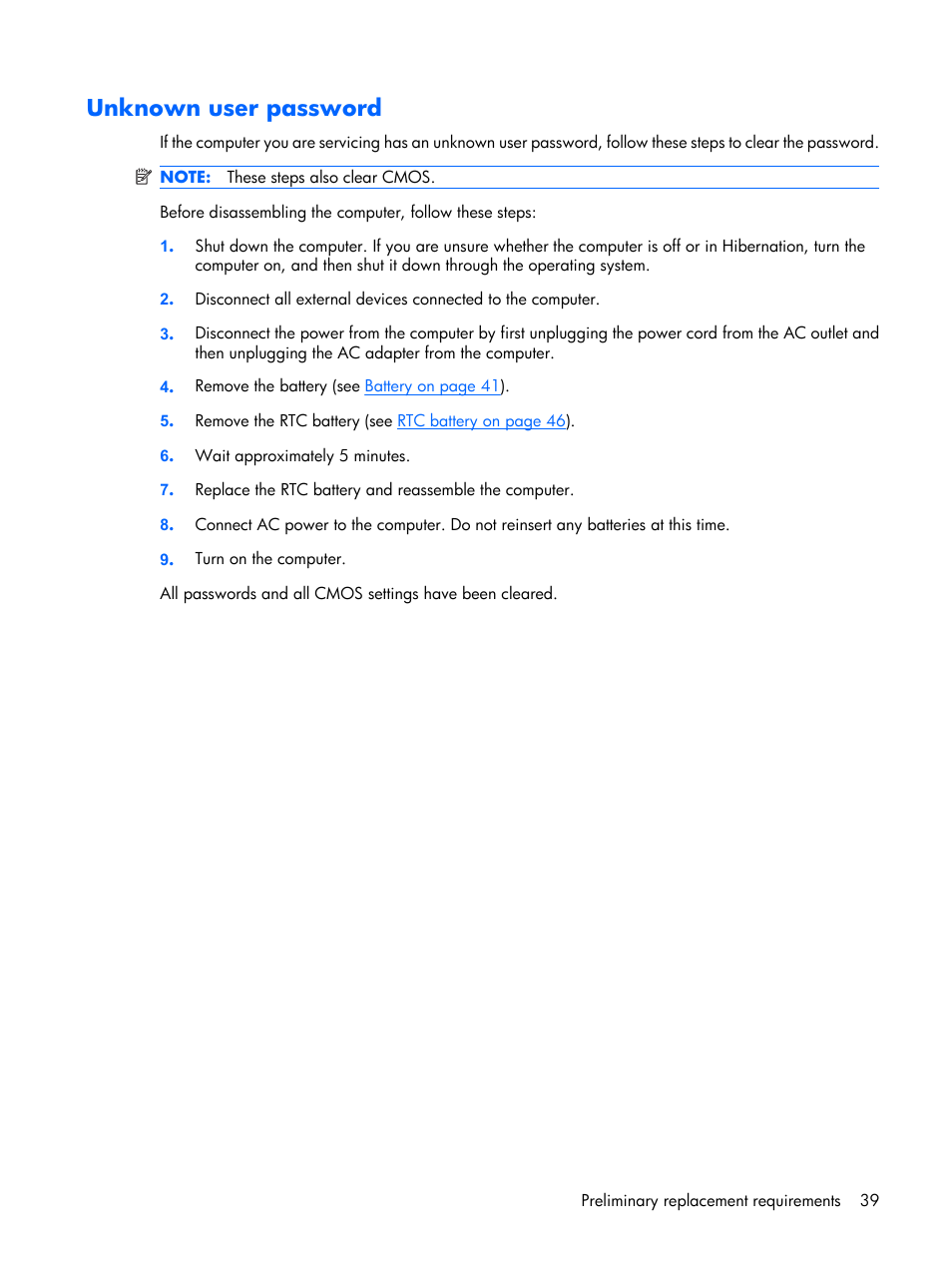Unknown user password | Compaq V6500 User Manual | Page 47 / 148