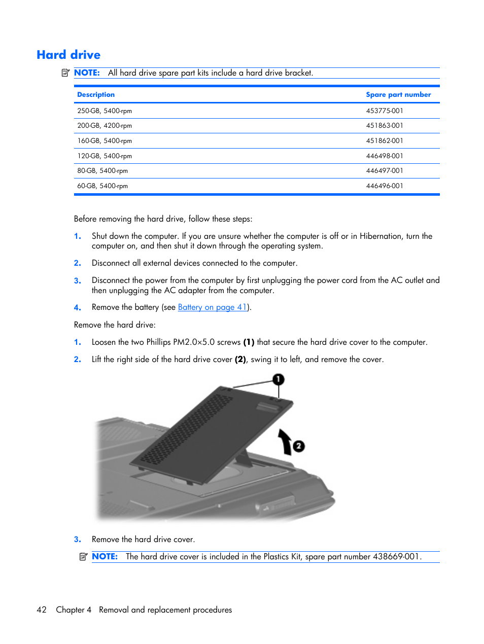 Hard drive | Compaq V6500 User Manual | Page 50 / 148