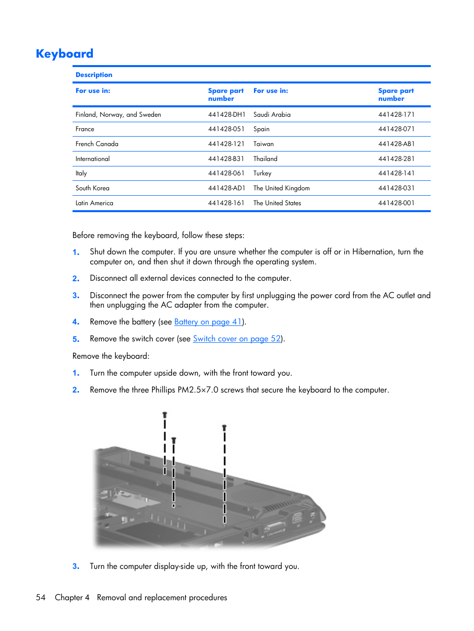 Keyboard | Compaq V6500 User Manual | Page 62 / 148