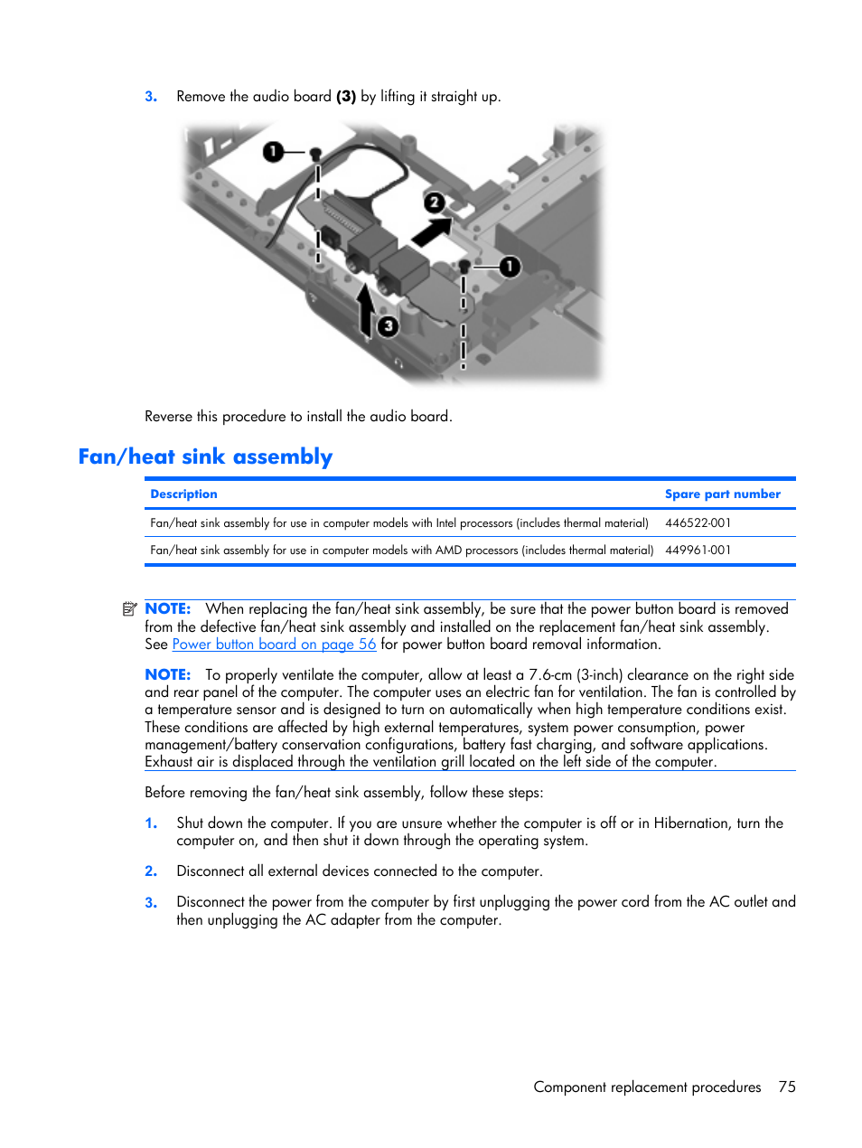 Fan/heat sink assembly | Compaq V6500 User Manual | Page 83 / 148