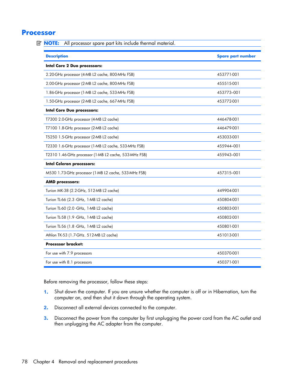 Processor | Compaq V6500 User Manual | Page 86 / 148