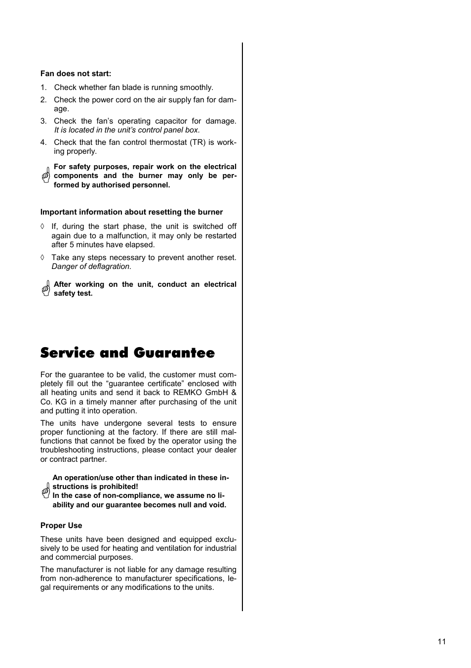 Service and guarantee | REMKO CLK 30 User Manual | Page 11 / 20