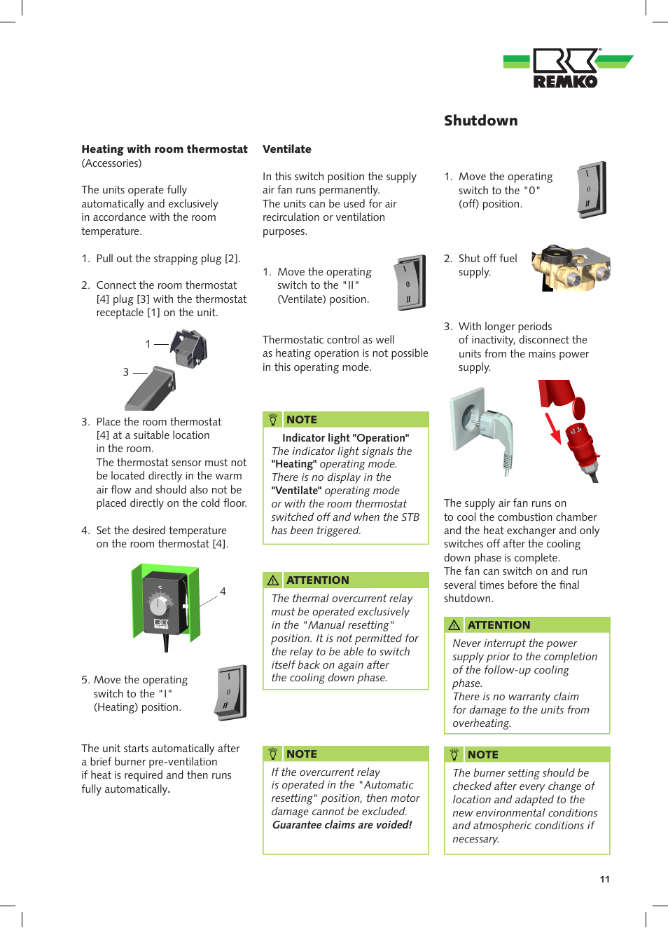 Shutdown | REMKO CLK 80-RV User Manual | Page 11 / 24