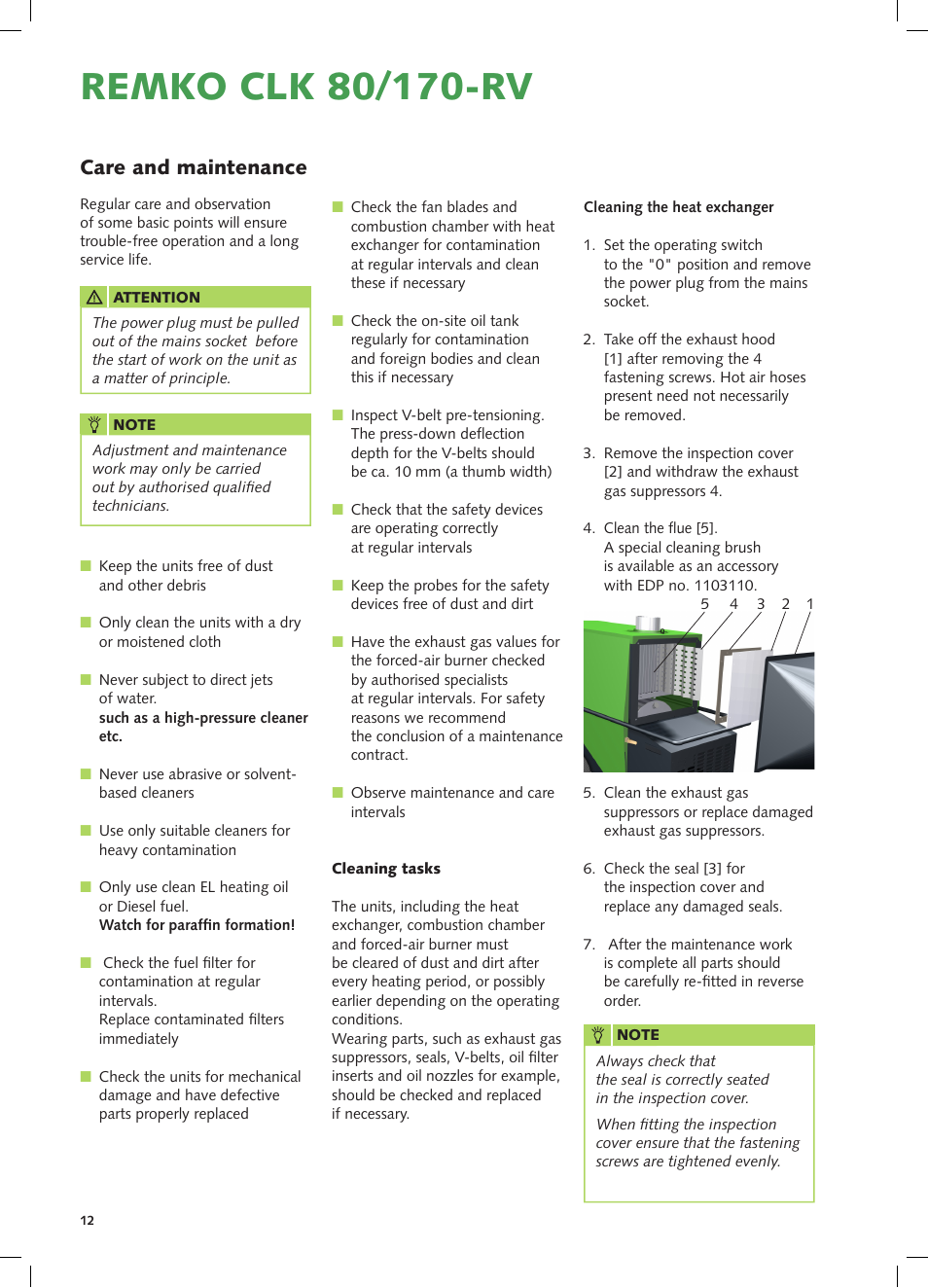 Care and maintenance | REMKO CLK 80-RV User Manual | Page 12 / 24