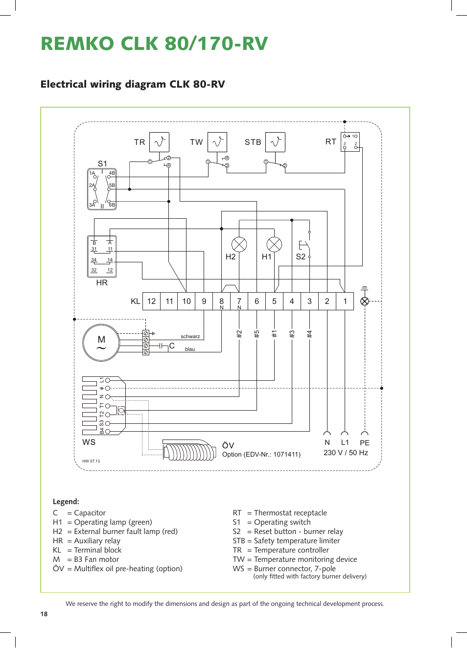Electrical wiring diagram clk 80-rv | REMKO CLK 80-RV User Manual | Page 18 / 24