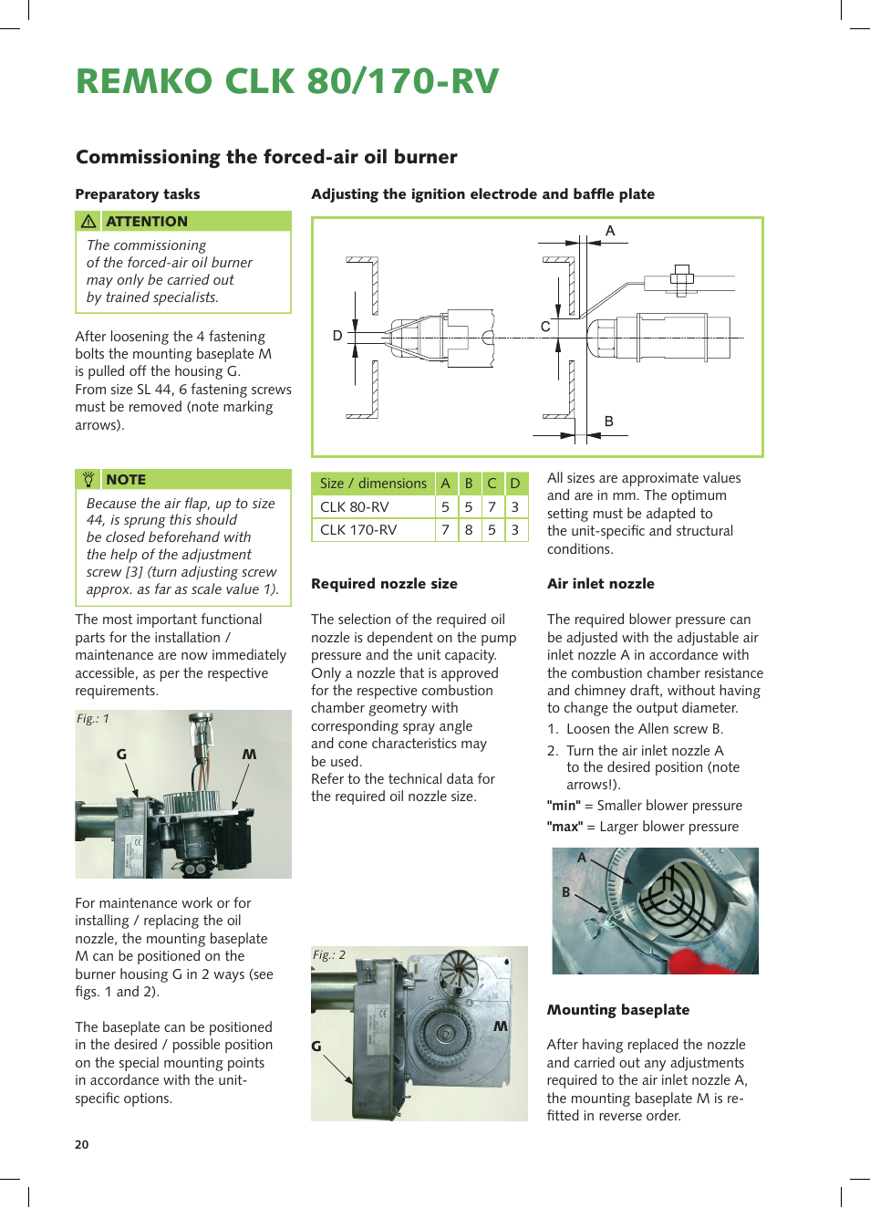 Commissioning the forced-air oil burner | REMKO CLK 80-RV User Manual | Page 20 / 24