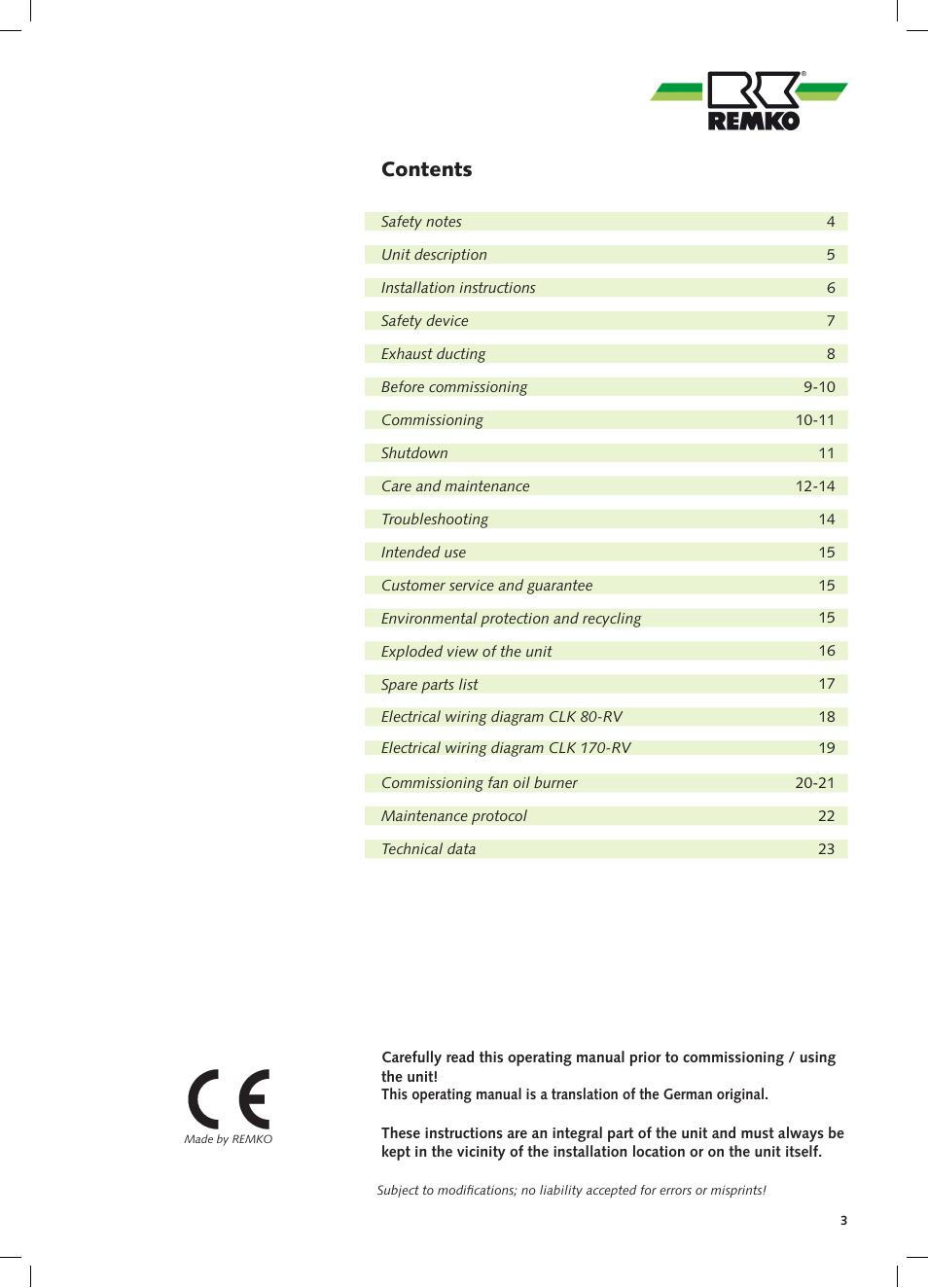 REMKO CLK 80-RV User Manual | Page 3 / 24