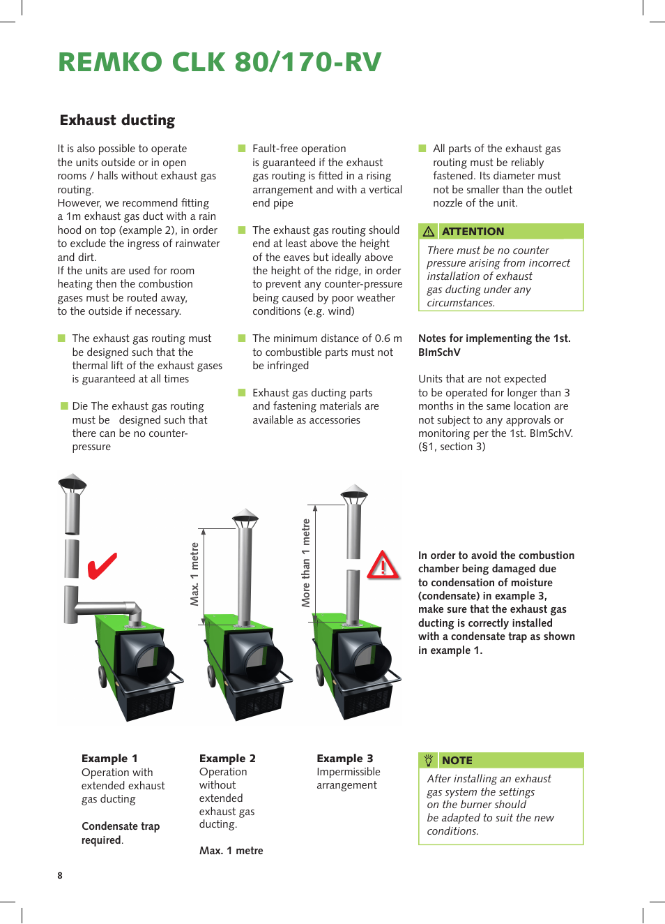 Exhaust ducting | REMKO CLK 80-RV User Manual | Page 8 / 24