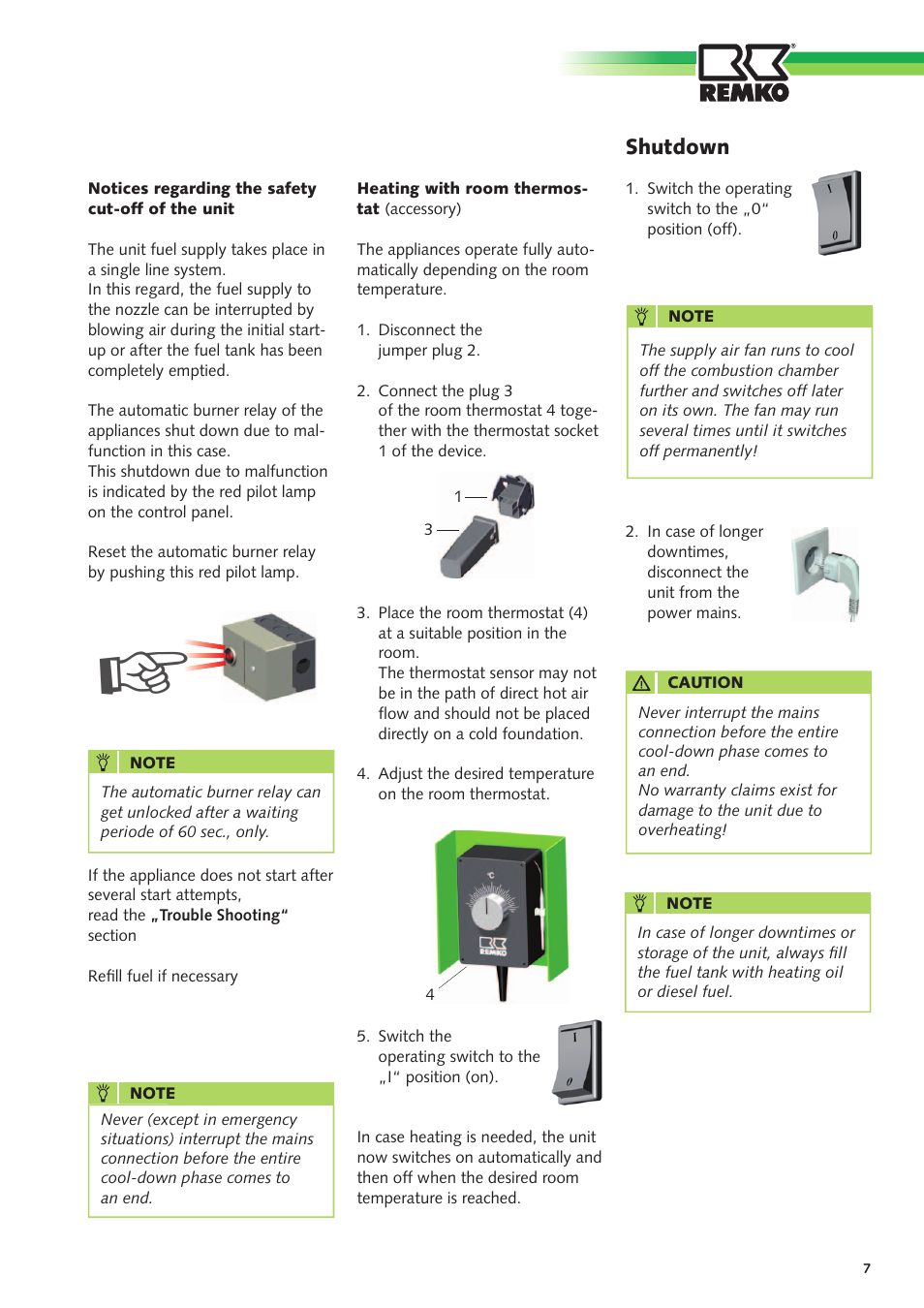 Shutdown | REMKO DZH 20-2 User Manual | Page 7 / 20