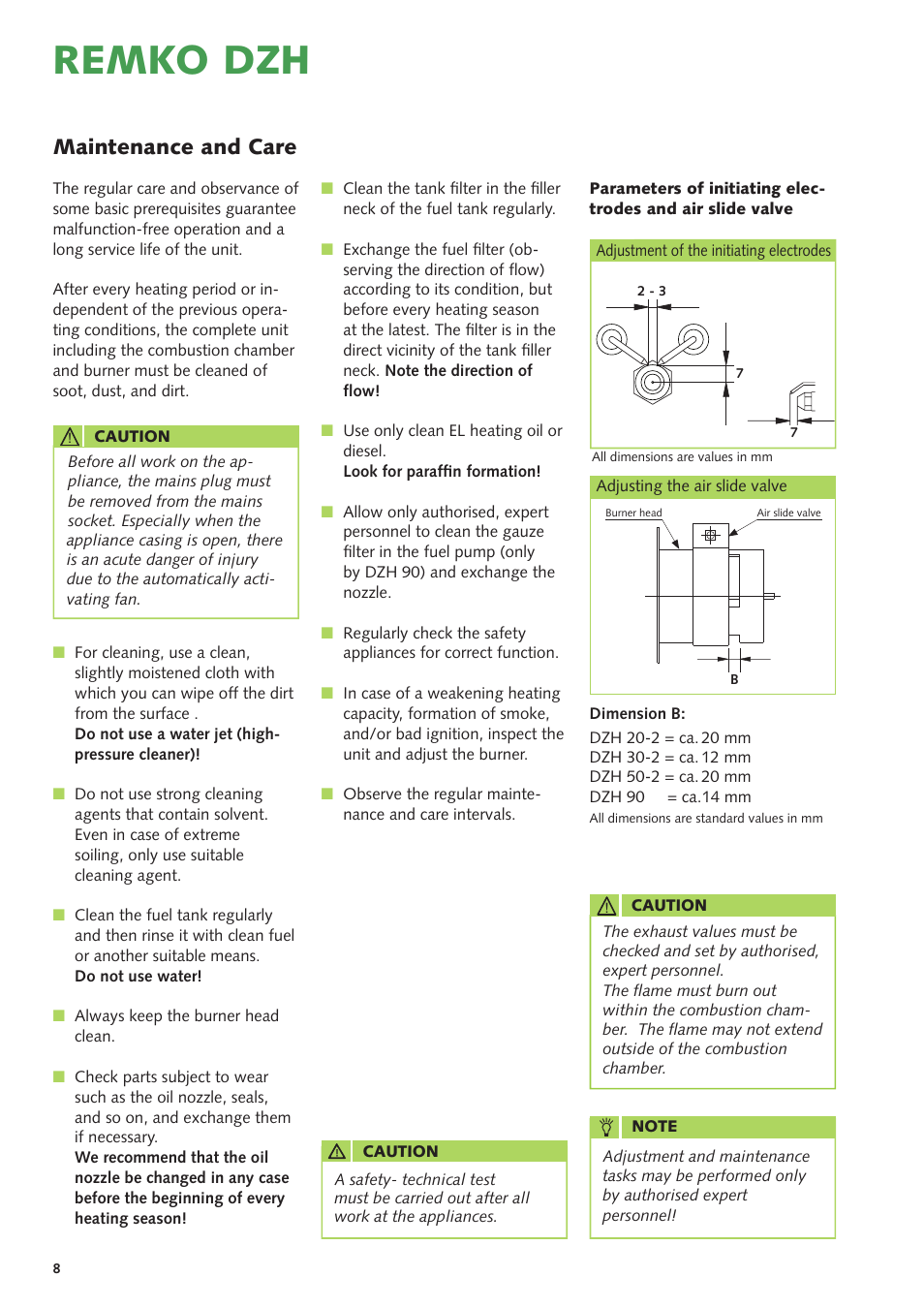 Remko dzh, Maintenance and care | REMKO DZH 20-2 User Manual | Page 8 / 20