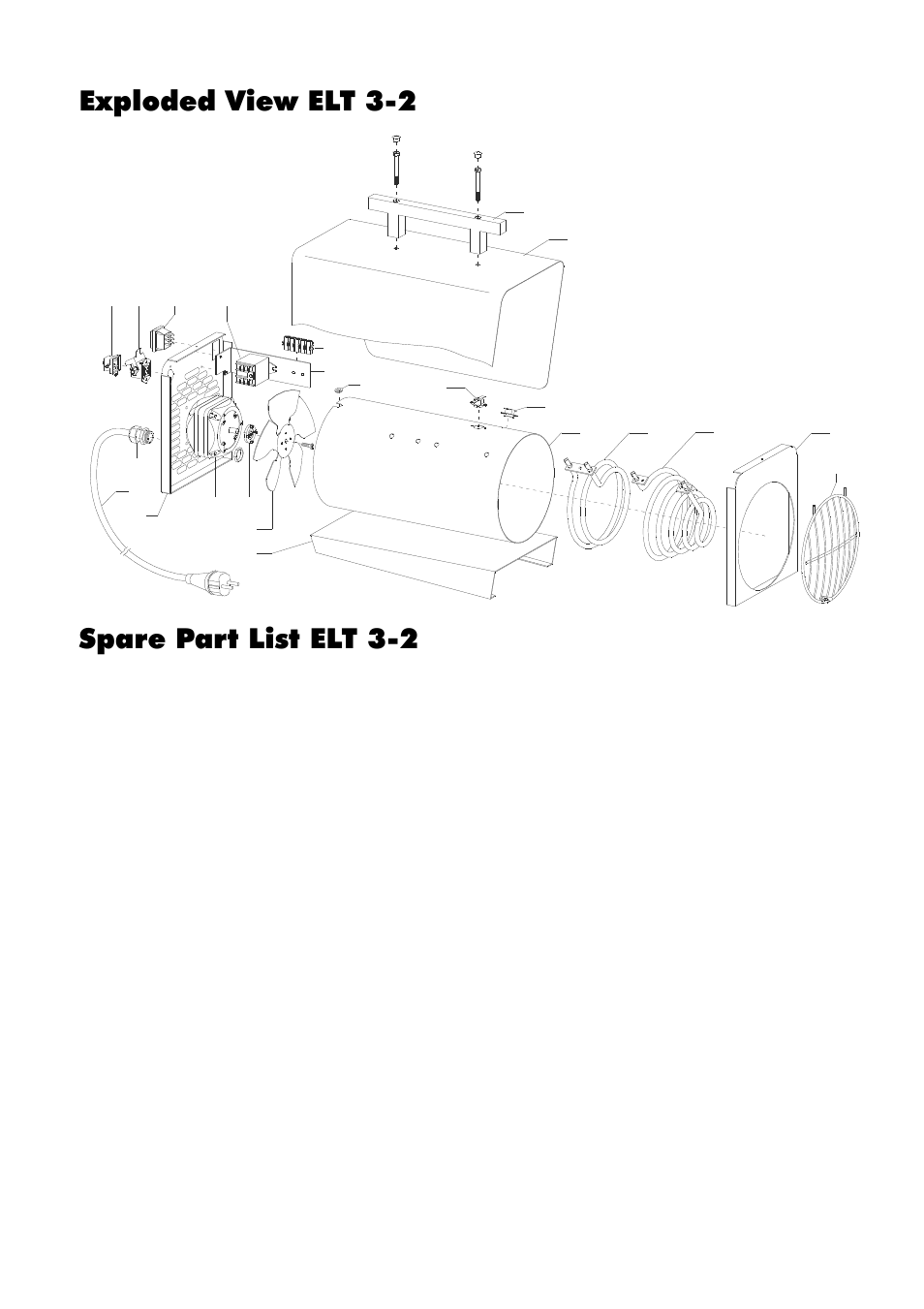 Exploded view elt 3-2, Spare part list elt 3-2 | REMKO ELT 3-2 User Manual | Page 7 / 12