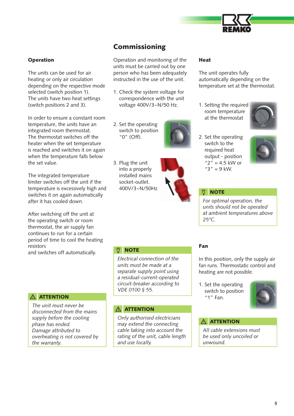 Commissioning | REMKO ELT 9-6 User Manual | Page 5 / 12