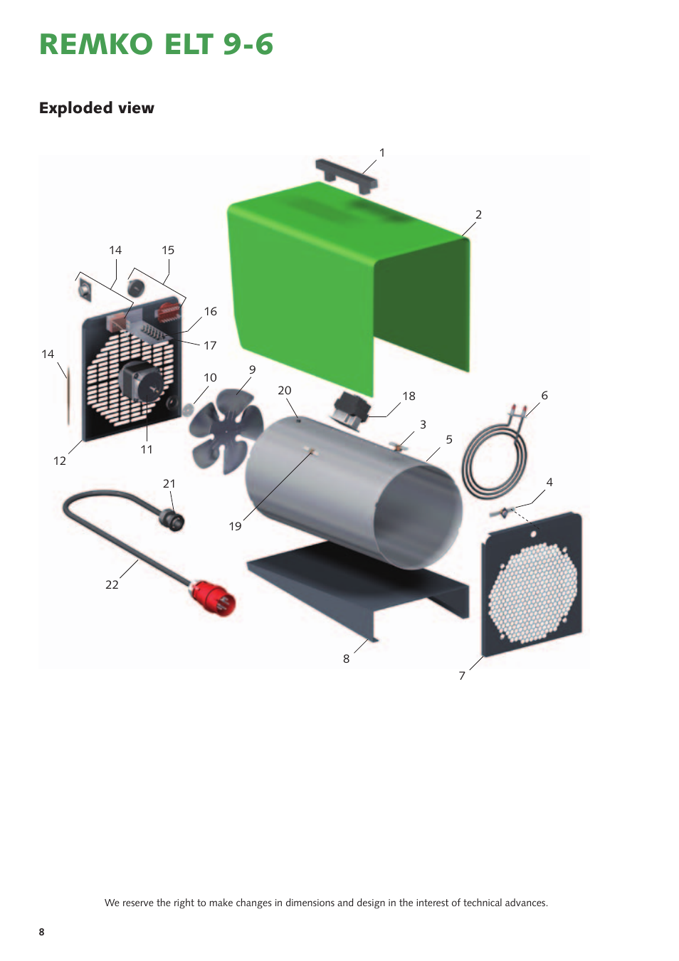 Remko elt 9-6, Exploded view | REMKO ELT 9-6 User Manual | Page 8 / 12