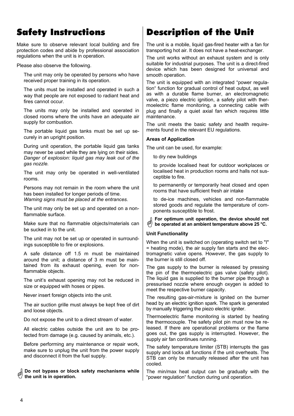 Description of the unit, Safety instructions | REMKO PGM 30 User Manual | Page 4 / 16