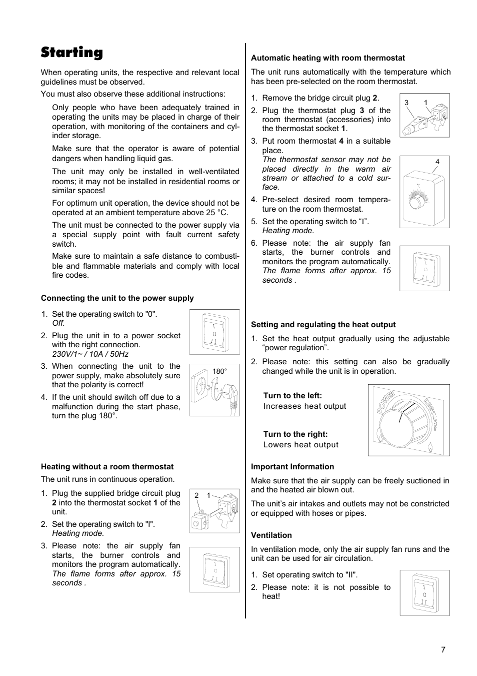 Starting | REMKO PGT 30 User Manual | Page 7 / 20