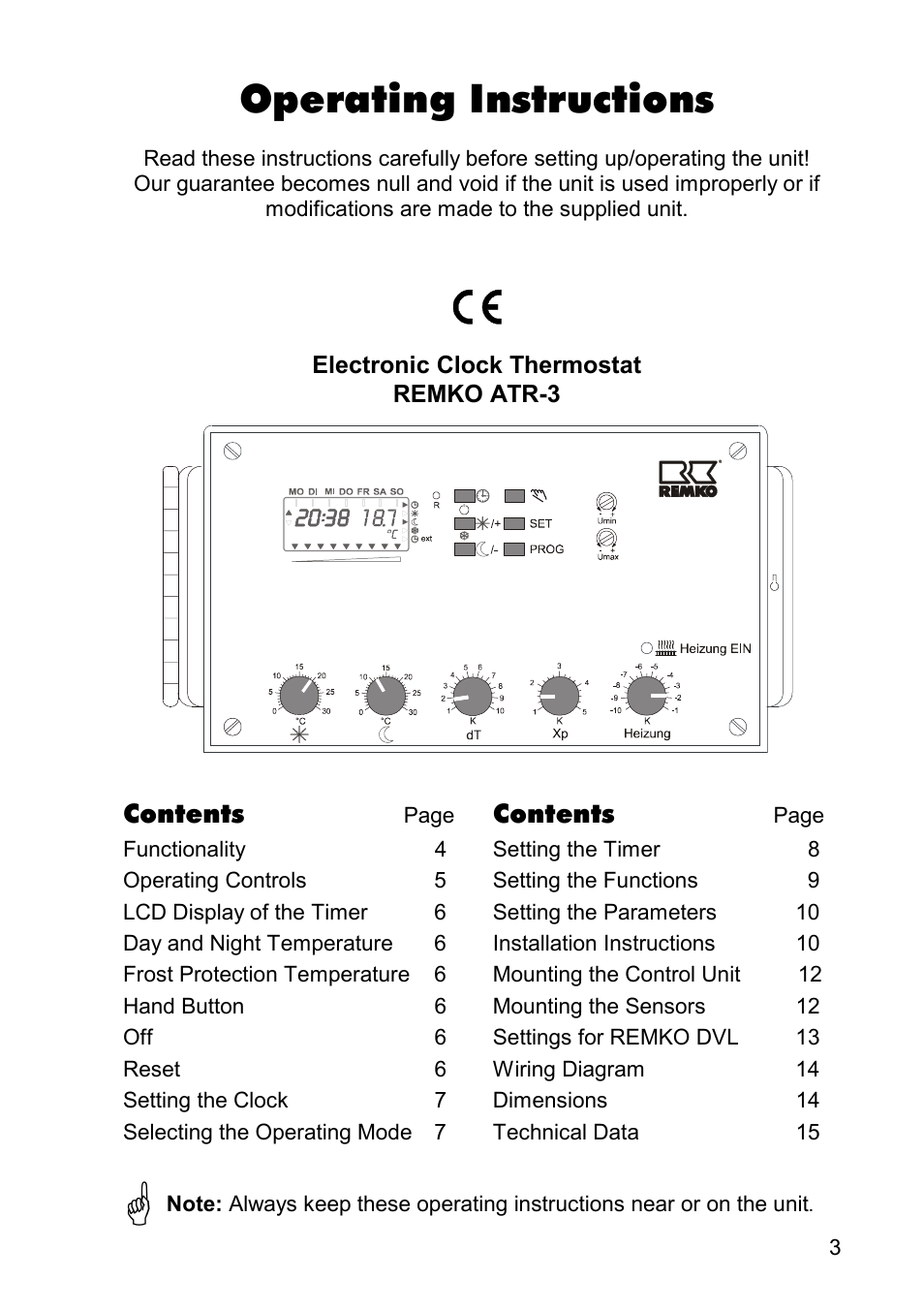 Operating instructions | REMKO ATR-3 User Manual | Page 3 / 16