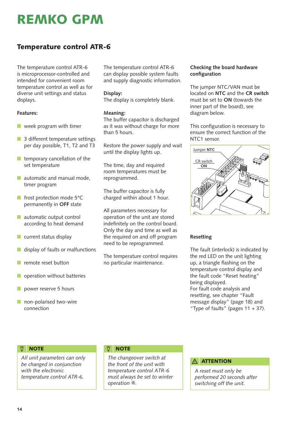 Remko gpm, Temperature control atr-6 | REMKO GPM 15 User Manual | Page 14 / 44