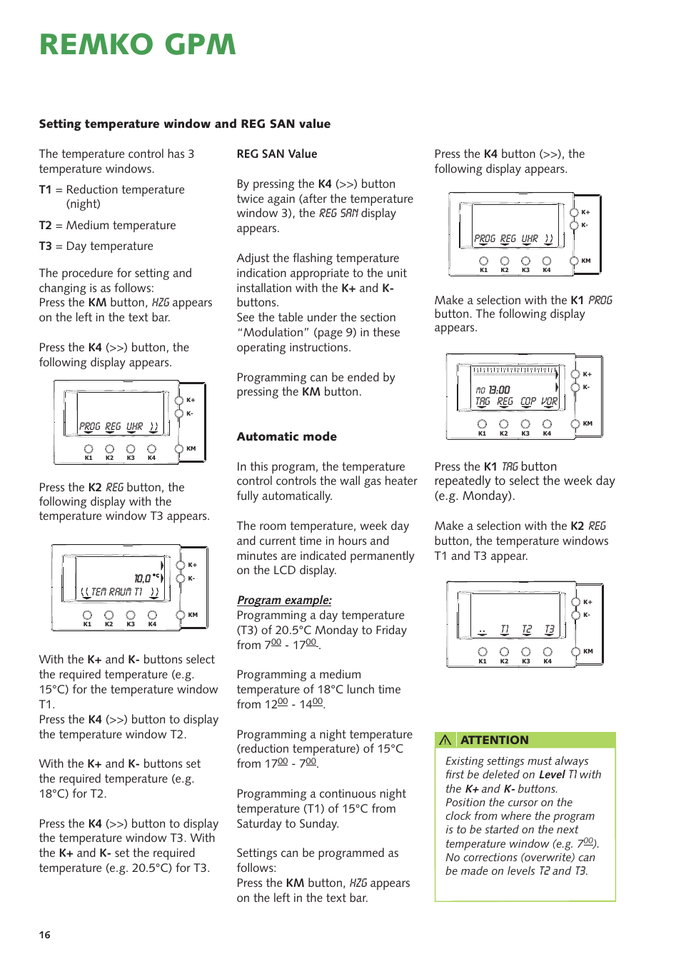 Remko gpm, Program example, Prog | Reg san | REMKO GPM 15 User Manual | Page 16 / 44