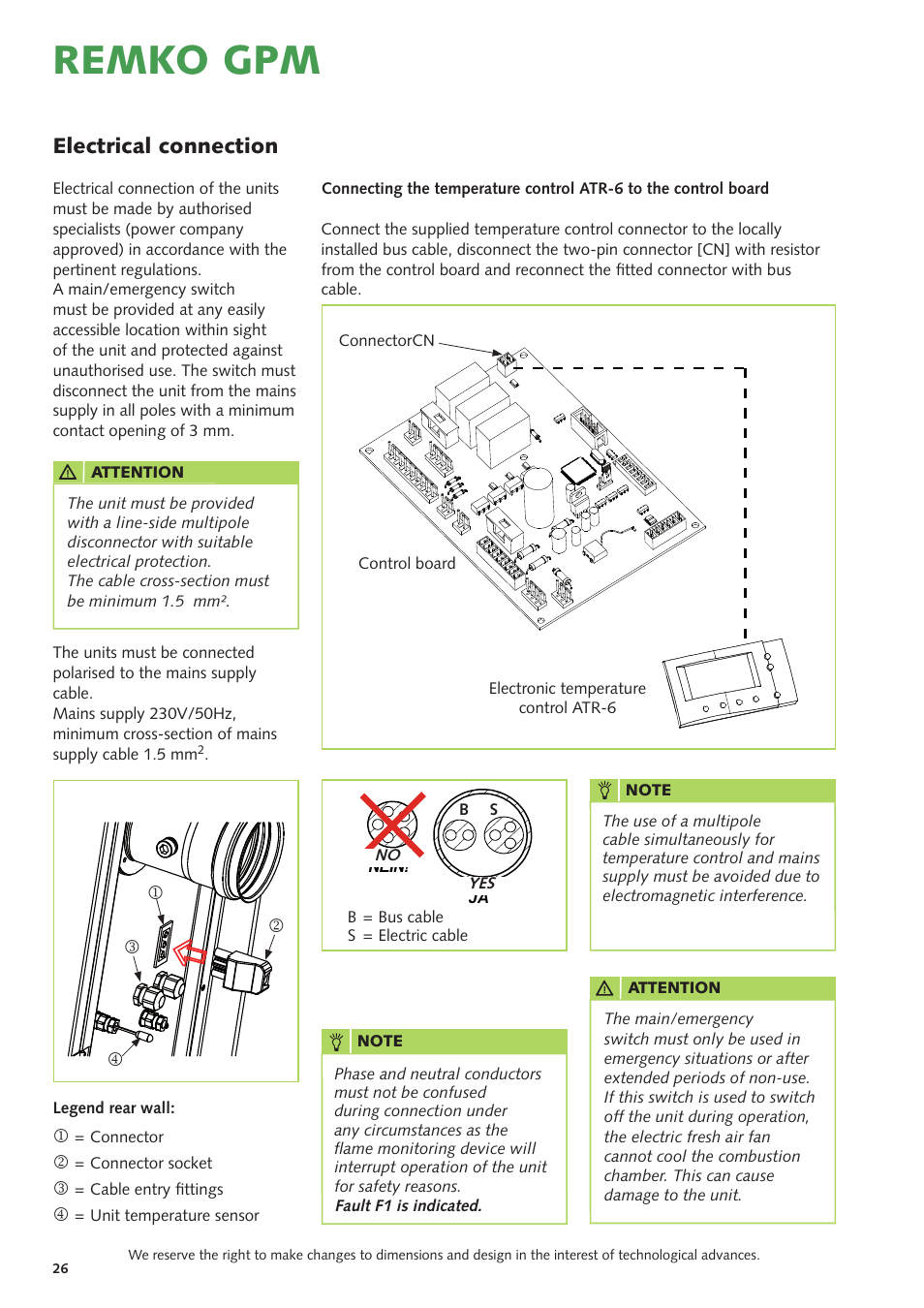 Remko gpm, Electrical connection | REMKO GPM 15 User Manual | Page 26 / 44