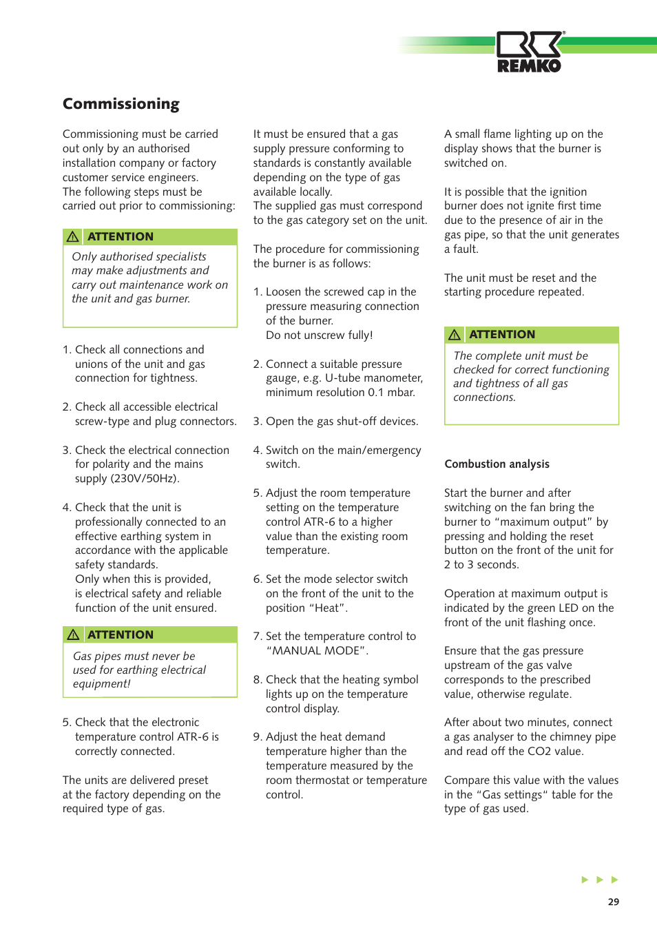 Commissioning | REMKO GPM 15 User Manual | Page 29 / 44