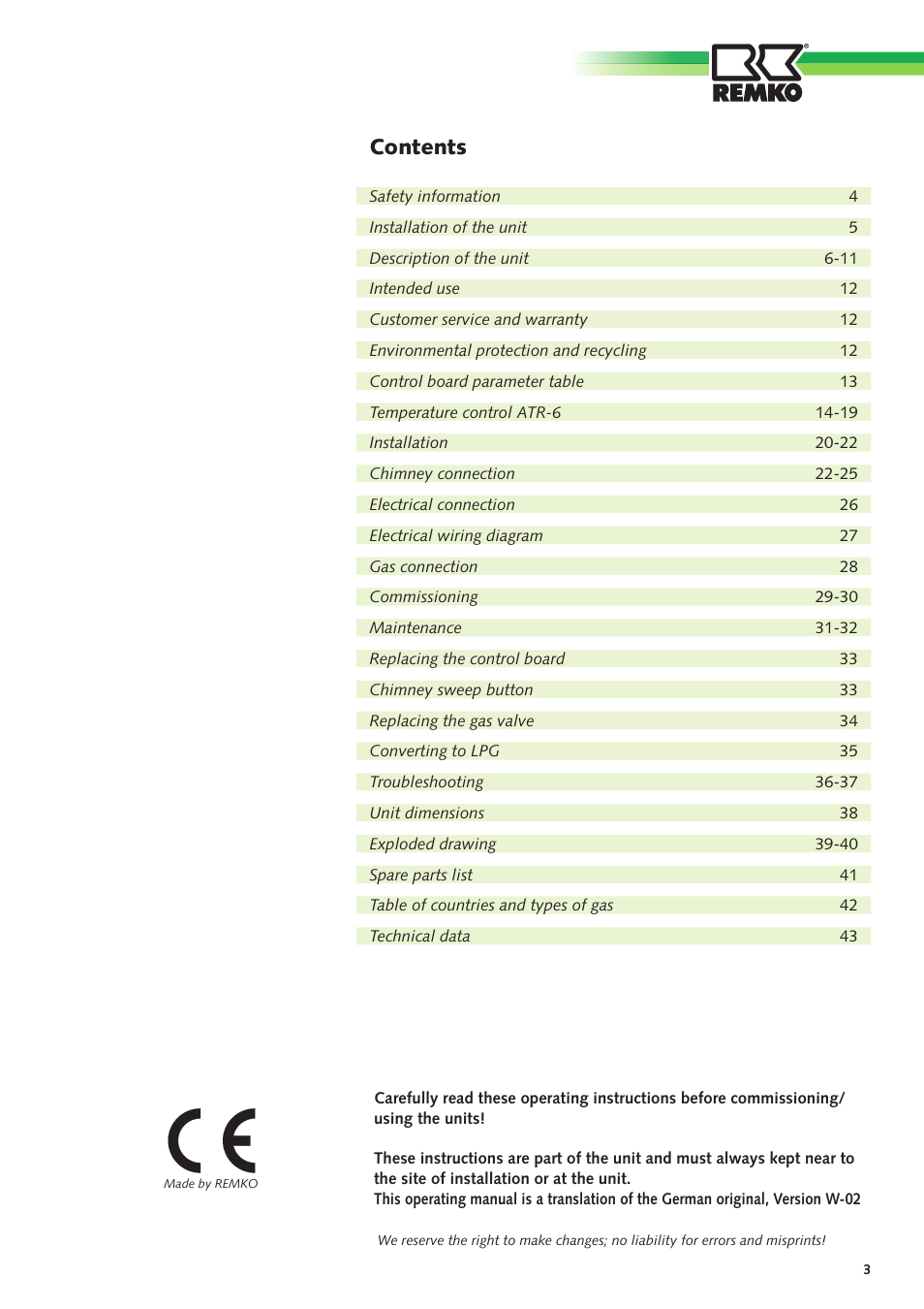 REMKO GPM 15 User Manual | Page 3 / 44