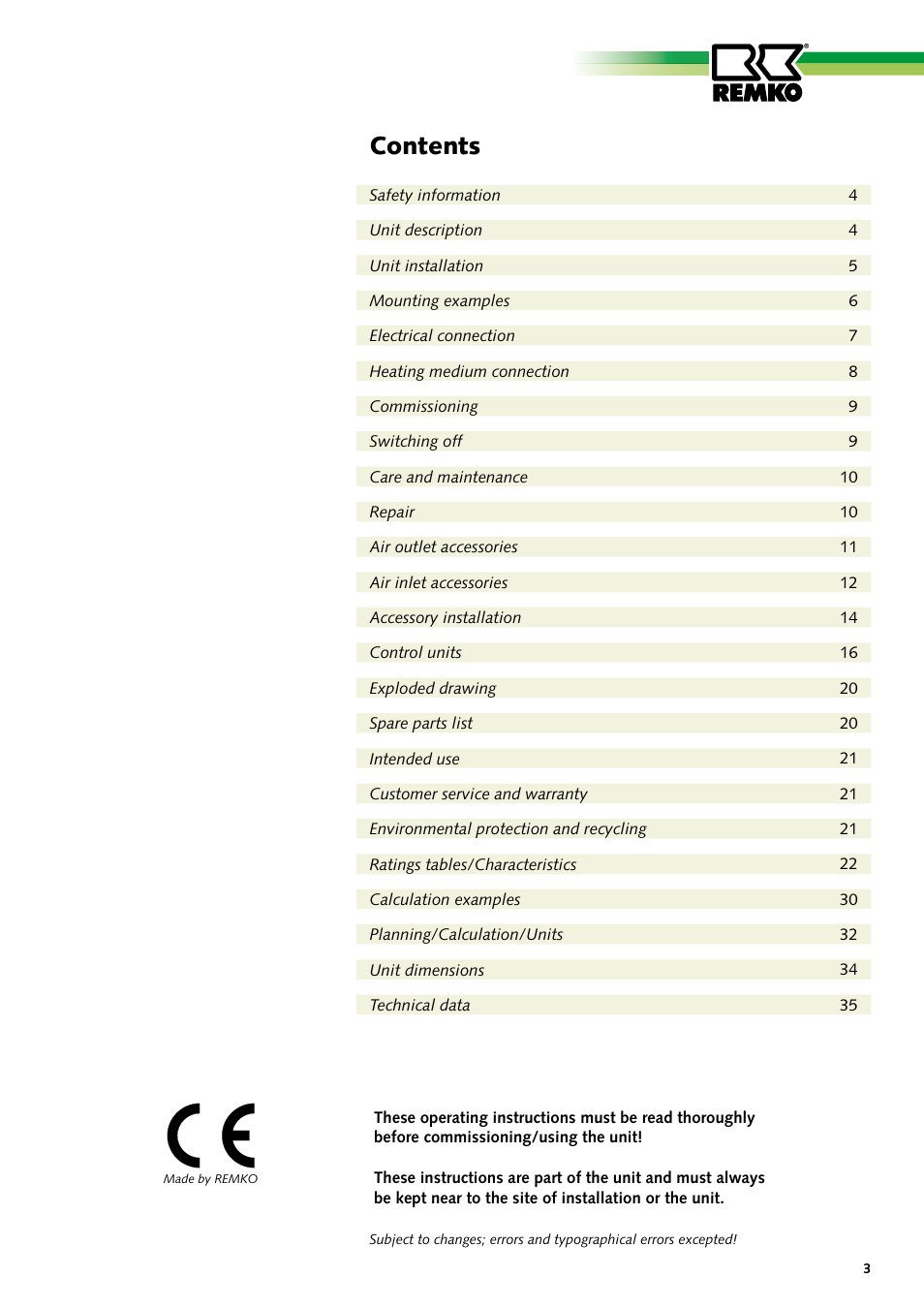REMKO PWW Series User Manual | Page 3 / 36