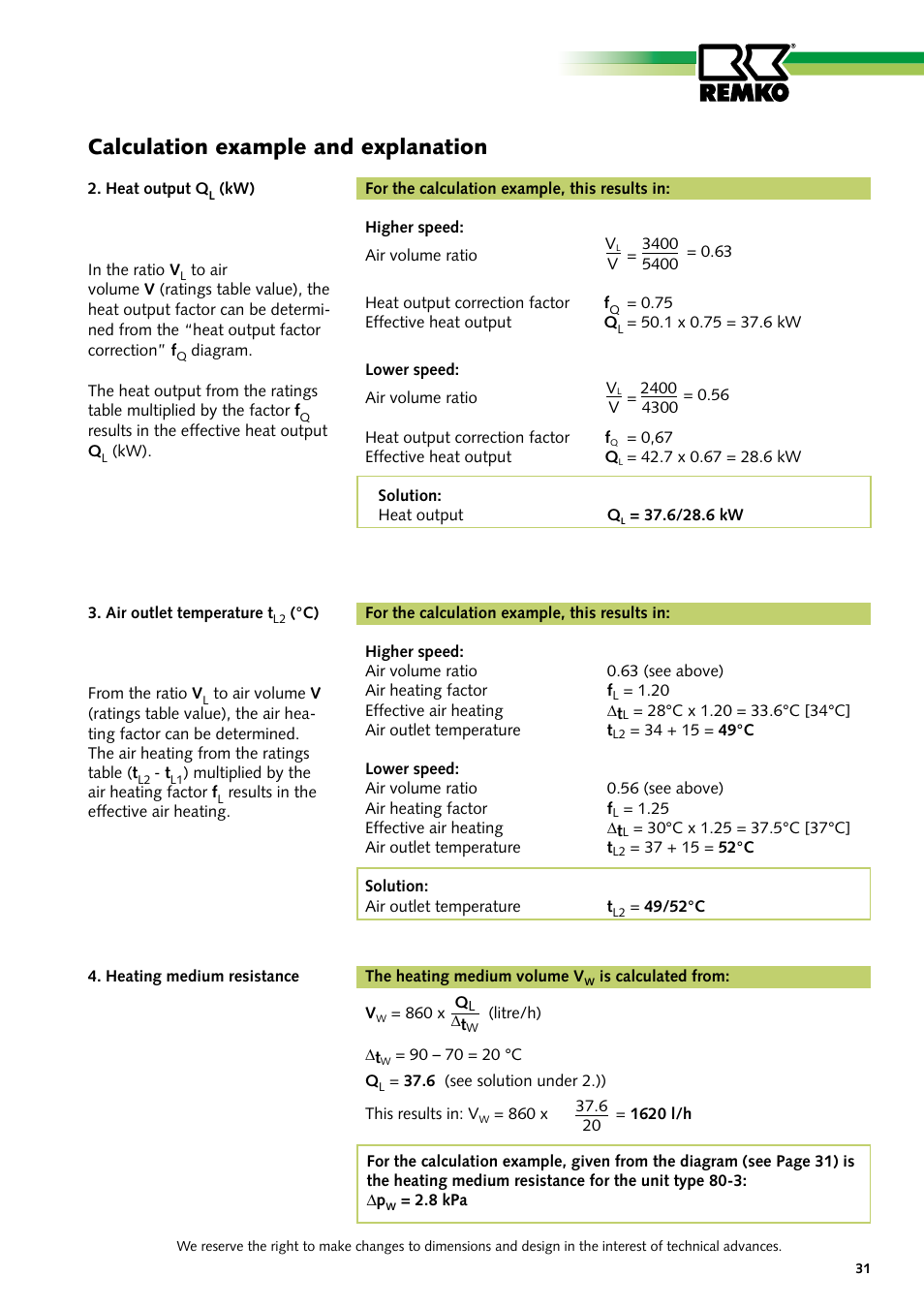 Calculation example and explanation | REMKO PWW Series User Manual | Page 31 / 36