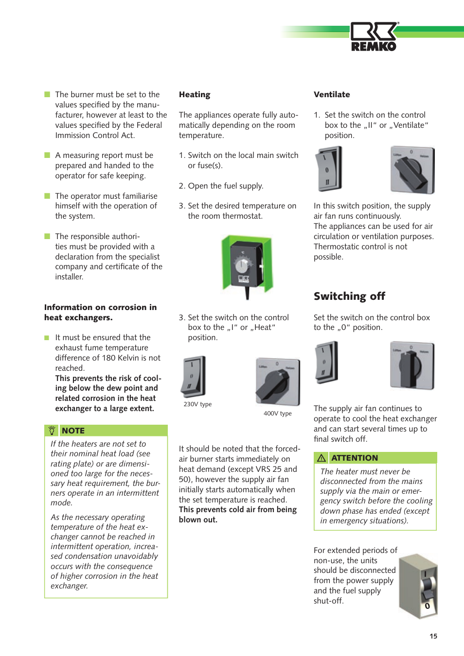 Switching off | REMKO VRS Series User Manual | Page 15 / 36