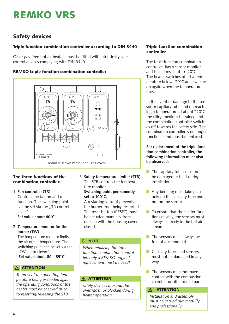 Remko vrs, Safety devices | REMKO VRS Series User Manual | Page 6 / 36