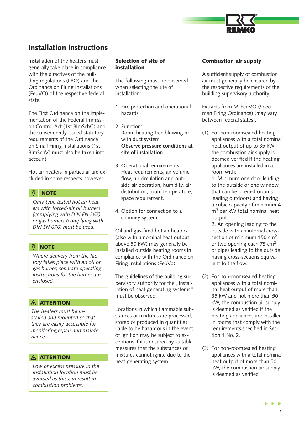 Installation instructions | REMKO VRS Series User Manual | Page 7 / 36
