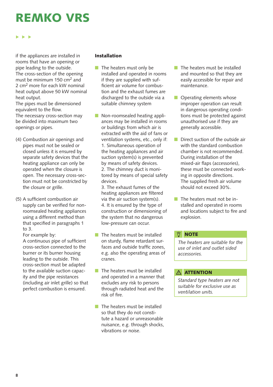 Remko vrs | REMKO VRS Series User Manual | Page 8 / 36