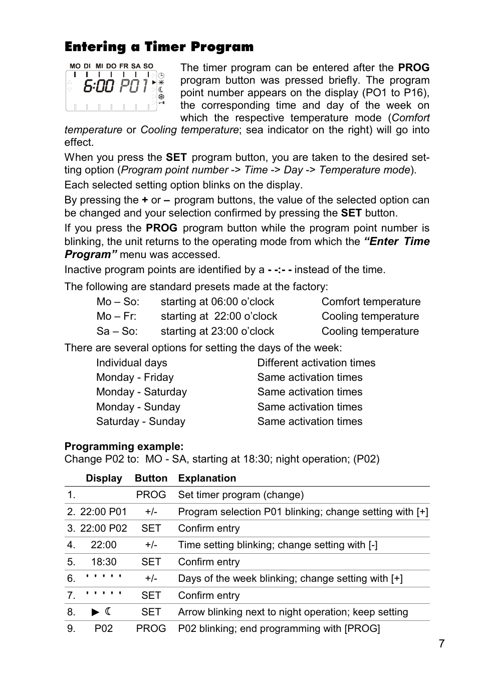 Entering a timer program | REMKO ATR-4 User Manual | Page 7 / 16