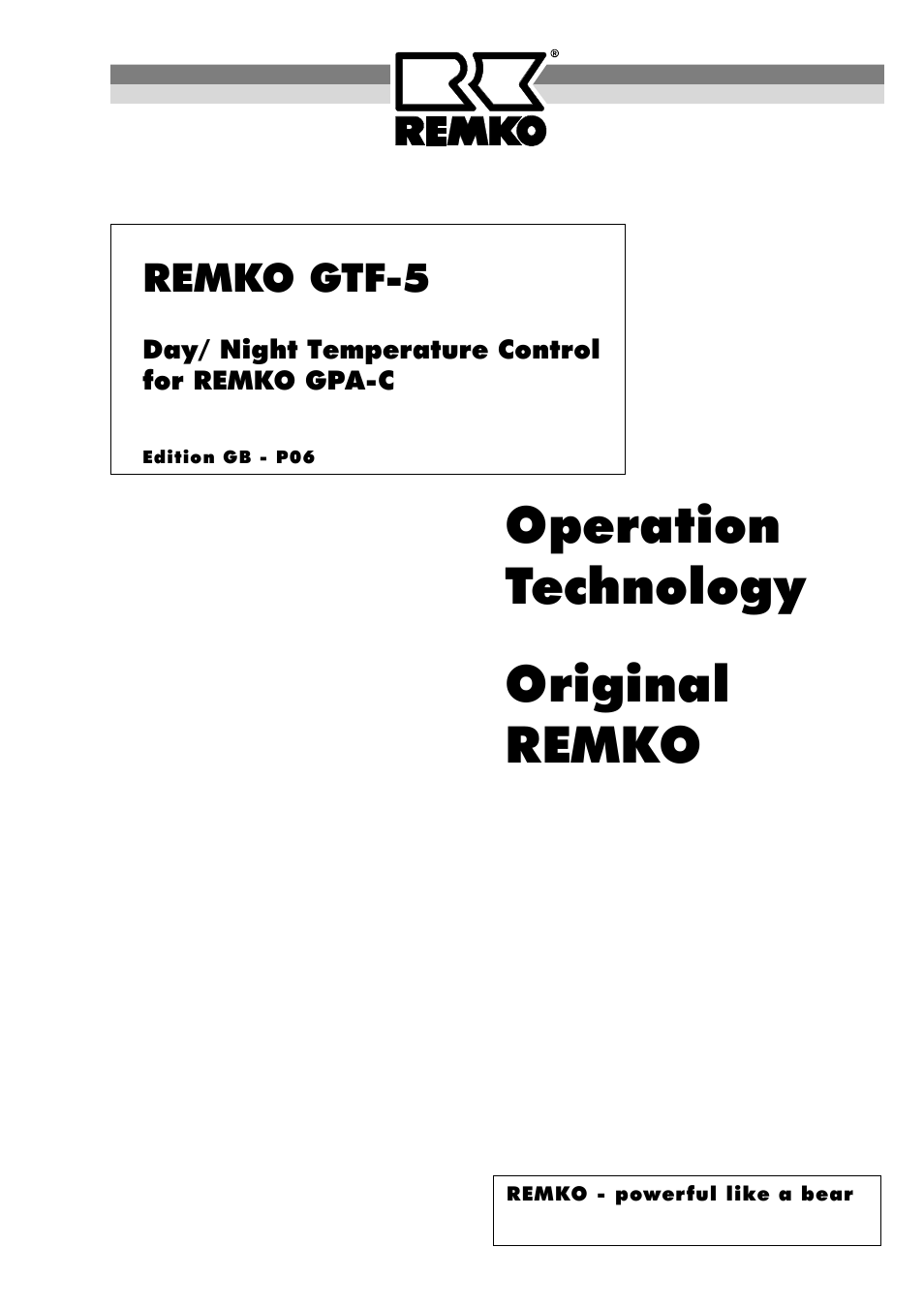 REMKO GTF-5 User Manual | 8 pages