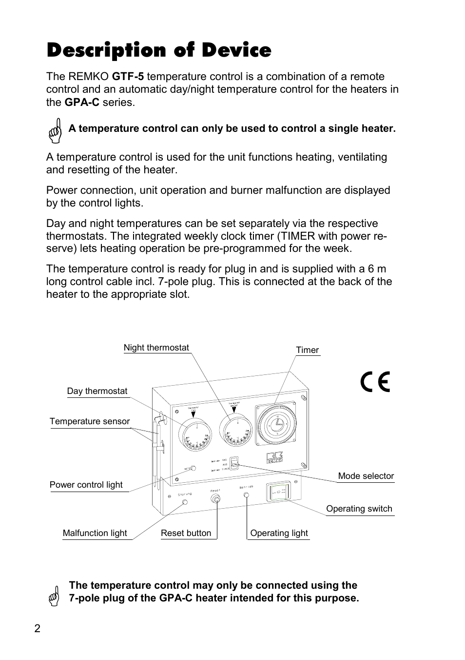 Description of device | REMKO GTF-5 User Manual | Page 2 / 8