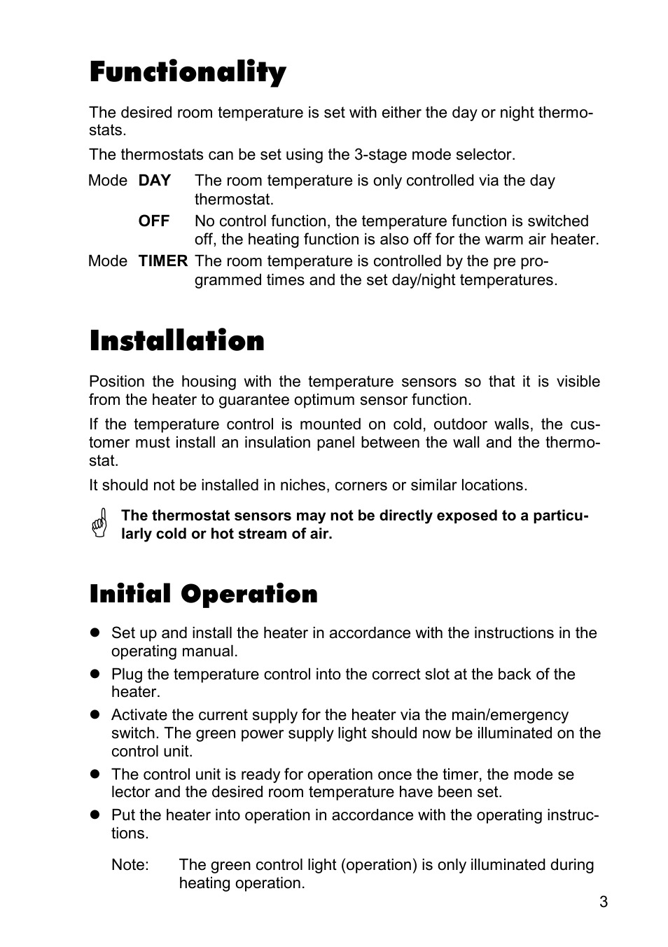 Functionality, Installation, Initial operation | REMKO GTF-5 User Manual | Page 3 / 8