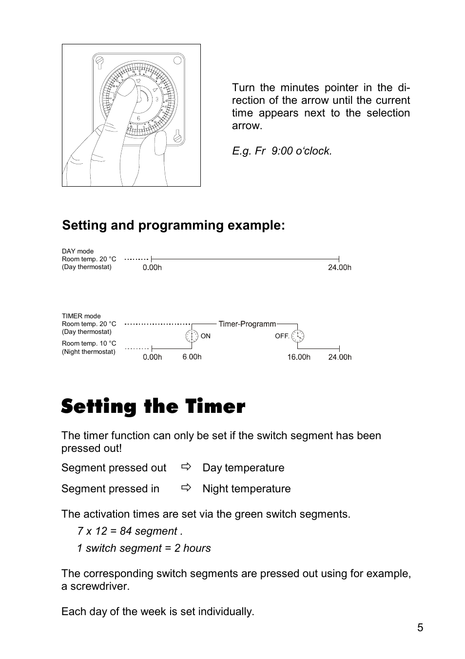 Setting the timer, Setting and programming example | REMKO GTF-5 User Manual | Page 5 / 8